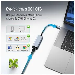 Адаптер USB-C + USB A to RJ45 Ethernet 1000Mbps ColorWay (CW-AD-CRG) - мініатюра 12
