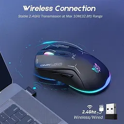 Комп'ютерна мишка Onikuma бездротова ігрова CW917 з RGB підсвіткою Bluetooth 2.4GHz акумуляторна для ПК і ноутбука - мініатюра 5