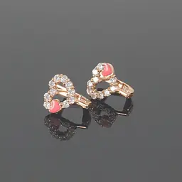 Дитячі сережки з червоного золота з емаллю S-0015