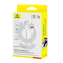 Кабель Baseus Display 2 Fast Charging Data Cable USB-A to iP 2.4A 2m White - мініатюра 2