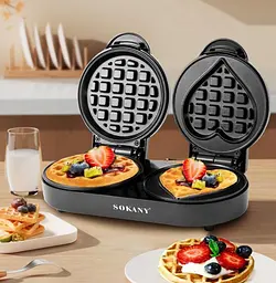 Вафельниця подвійна Sokany SK-BBQ-850 для товстих бельгійських вафель сердець 1100 Вт - мініатюра 2