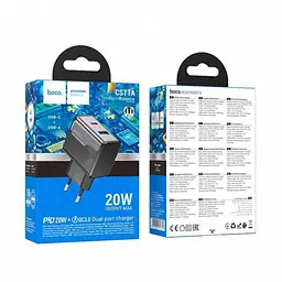 Зарядний пристрій від мережі HOCO CS71A PD20W 1Type-C/1USB Чорний - мініатюра 4