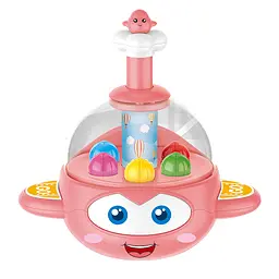 Дитяча дзиґа "Літак" Limo Toy BM1201, 16 см Рожевий