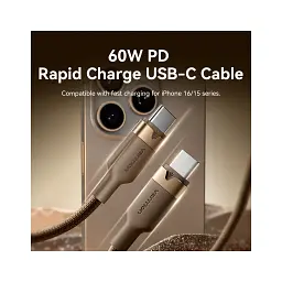Дата кабель USB-C to USB-C 1.0m 3A aluminum gold Vention (TRDJF) - мініатюра 2