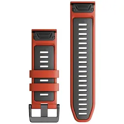 Ремінець Garmin до смарт-часів epixPRO (g2), 26 мм QuickFit FlameRed/Grpt Silicone (010-13281-04)