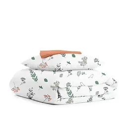 Дитяча постільна білизна в ліжечко WILDFLOWERS CS1, білий (FoliageBirds_Mustard_140)