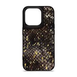 Кожаный чехол для Apple iPhone 15 Pro, Harder Nagas, черный, термополиуретан ТПУ + экокожа с имитацией кожи Наги, панель, защита корпуса, противоударный, микрофибра, рамка вокруг камеры, защита всего корпуса, (ARM76737)