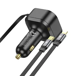 АЗП Hoco NZ13 Clever PD30W + висувний кабель Type-C and Lightning Black - мініатюра 5