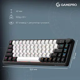 Клавіатура GamePro Asgard Valhalla 65% Compact QLAB Orange Switches (MK210B Pro) - мініатюра 4