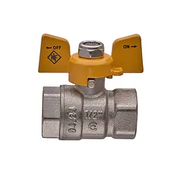 Кран кульовий Nolf Classic NFC.712-06-1/2" FF ГГМ Yellow, ручка "метелик" жовта NF3134 - мініатюра 2