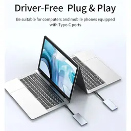 USB-адаптер Vokamo HT3, 4 в 1 HUB з вбудованим шнуром Type-C - мініатюра 6