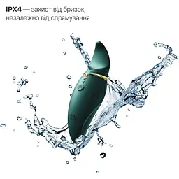 Вібратор 2в1 з язичком Zalo - Hero Jewel Green, кристал Swarovski - мініатюра 5
