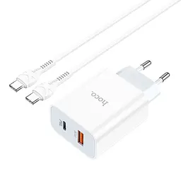 Блок зарядний пристрій Hoco C97A на 2 порти 1 USB + 1Type-C 20 W з кабелем Type-C to Type-C