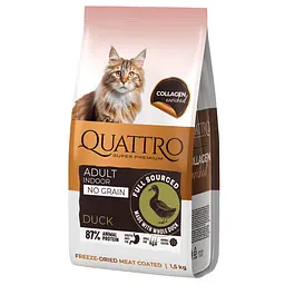 Корм беззерновий Quattro Cat Adult Duck для дорослих котів від 1 року з качкою 1.5 кг