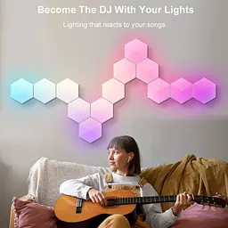 Модульный настінний світильник LED RGB 5V соты SAL-011B 6pcs Bluetooth USB with app White - мініатюра 5