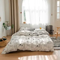Комплект постільної білизни Love You Meow 1,5-спальний 160×220 см сатин 200TC кремовий (ly31090) - мініатюра 2
