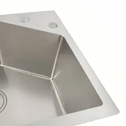 Кухонна мийка Platinum Handmade 580x430x220 (з кріпленням +повна комплектація), Нержавіюча сталь - мініатюра 4