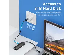 Док-станція для ноутбука Vention Hub USB 3.1 Type-C 3-Port 0.15m Black (TGOBB) - мініатюра 5