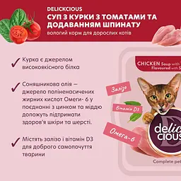 Суп для котів Delickcious з курки з томатами та шпинатом 80 г - мініатюра 3