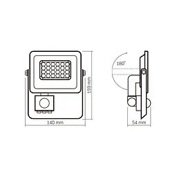 Прожектор Videx LED F2e 10W 900Lm 5000K 220V з датчиком руху та освітленості (VLE-F2e-105W-S) - мініатюра 5