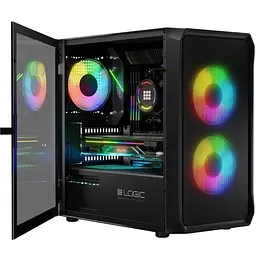 Корпус LogicConcept PORTOS MESH+GLASS ARGB fans 3x120mm ЧОРНИЙ без Блок живлення mATX - мініатюра 10