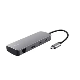 Адаптер Trust Dalyx 8in1 USB-C> 1xUSB-А 3.2/USB-A 2.0/2xUSB-С/HDMI/Ehernet/SD/microSD, Алюміній, 0. teh0018493 - мініатюра 6