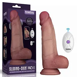 Вібратор Lovetoy Vibrating Sliding Skin Pro II Реалістичний, 20 см - мініатюра 12