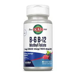 Витамин B12 KAL (B6 B12 Methyl Folate) – 60 таблеток, ягодный микс