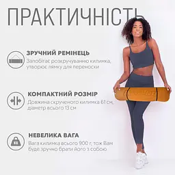 Килимок для йоги та фітнесу EasyFit TPE+TC 6мм двошаровий помаранчевий-чорний - мініатюра 2