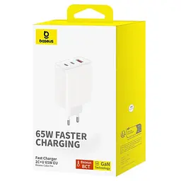МЗП Baseus Cube Pro Fast Charger PD65W (1USB-A/2C) (P10111404) Moon White - мініатюра 5