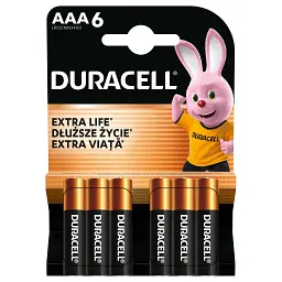 Батарейка Duracell AAA лужні 6 шт. в упаковці (5000394107472 / 81483511) - мініатюра 2