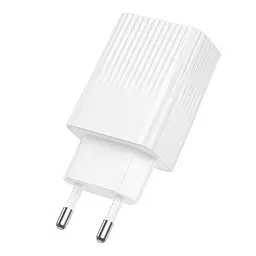 Мережевий зарядний пристрій - адаптер на 2 виходи BOROFONE BAS74A QC3.0 20w USB-A + USB-C білий - мініатюра 2