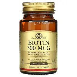 Біотин (Вітамін B7) Biotin 300 мкг - 100 таблеток