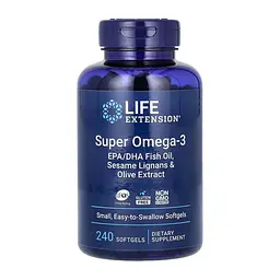 Омега-3 Life Extension Super Omega-3 EPA/DHA Fish Oil Sesame Lignans & Olive Extract 240 softgels