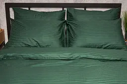 Комплект постільної білизни Moon&Star Satin Stripe Stripe Verdant полуторний 143х210 наволочки 4х50х70 - мініатюра 2