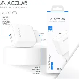 Зарядний пристрій ACCLAB AL-TC125 1хType-C 5В/3A/25W QC/PD3.0 (1283126538841) - мініатюра 3