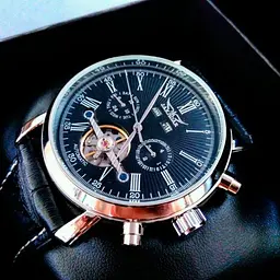 Чоловічий наручний механічний годинник Jaragar Silver Star (Сріблястий з чорним) - мініатюра 9