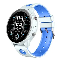 Смарт годинник дитячий Lemfo D-50 з GPS трекером, прослушкою, кнопкою SOS та геозоною Розумний годинник для дітей 4G Біло-блакитний