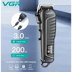Професійна машинка для стрижки волосся VGR V-683 акумуляторна з 4 насадками 7 Вт - мініатюра 9