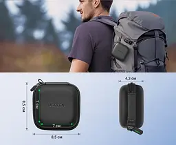 Футляр для мелких гаджетов UGREEN LP128 кейс для наушников ударопрочный и влагостойкий с карабином для крепления к сумке или рюкзаку внутренний сетчатый карман на молнии жёсткий корпус EVA с мягкой внутренней подкладкой внешний размер 80 × 80 × 40 мм чёрный (40816) - миниатюра 9