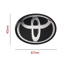 Емблема під склом Toyota Чорна 67х45 мм на скотчі (Завод) - мініатюра 2