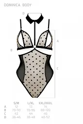 Боді з відкритими грудьми Passion DOMINICA Body L/XL beige комір-чокер корсет - мініатюра 8