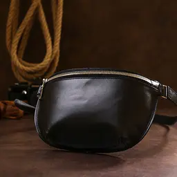 Шкіряна універсальна жіноча бананка Shvigel 16383 чорна - мініатюра 6