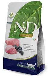 Сухий беззерновий корм Farmina N&D Grain Free PRIME LAMB & BLUEBERRY ADULT для дорослих кішок з гарбузом, ягням та чорницею 5 кг