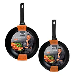 Сковорідка 28 см CookingProf та сковорідка 26 см + кухонна дошка та щипці