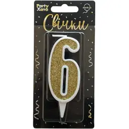 Свічка-цифра 6 Party Хата 1502-5805 Золотий shop (4823118903720)