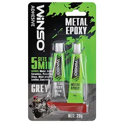 Клей епоксидний двокомпонентний Winso Metal Epoxy сірий 20г 300300
