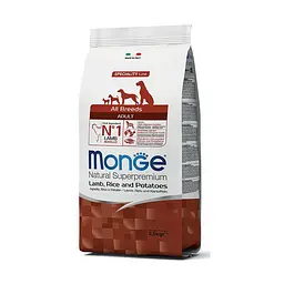 Сухий корм Monge Dog Adult Lamb&Rice&Potatoes з ягнятиною, рисом, картоплею для дорослих собак усіх порід 15 кг