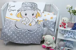 Комплект постільної білизни в ліжечко Tag Tekstil Sweet sleeper grey для немовлят Слоник (сірий)