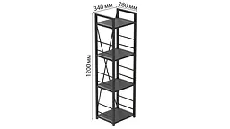 Етажерка 4/34 Серії Коннект 120x34x28 чорний ДСП Сосна Кембра 16мм FRD-104276 - мініатюра 5